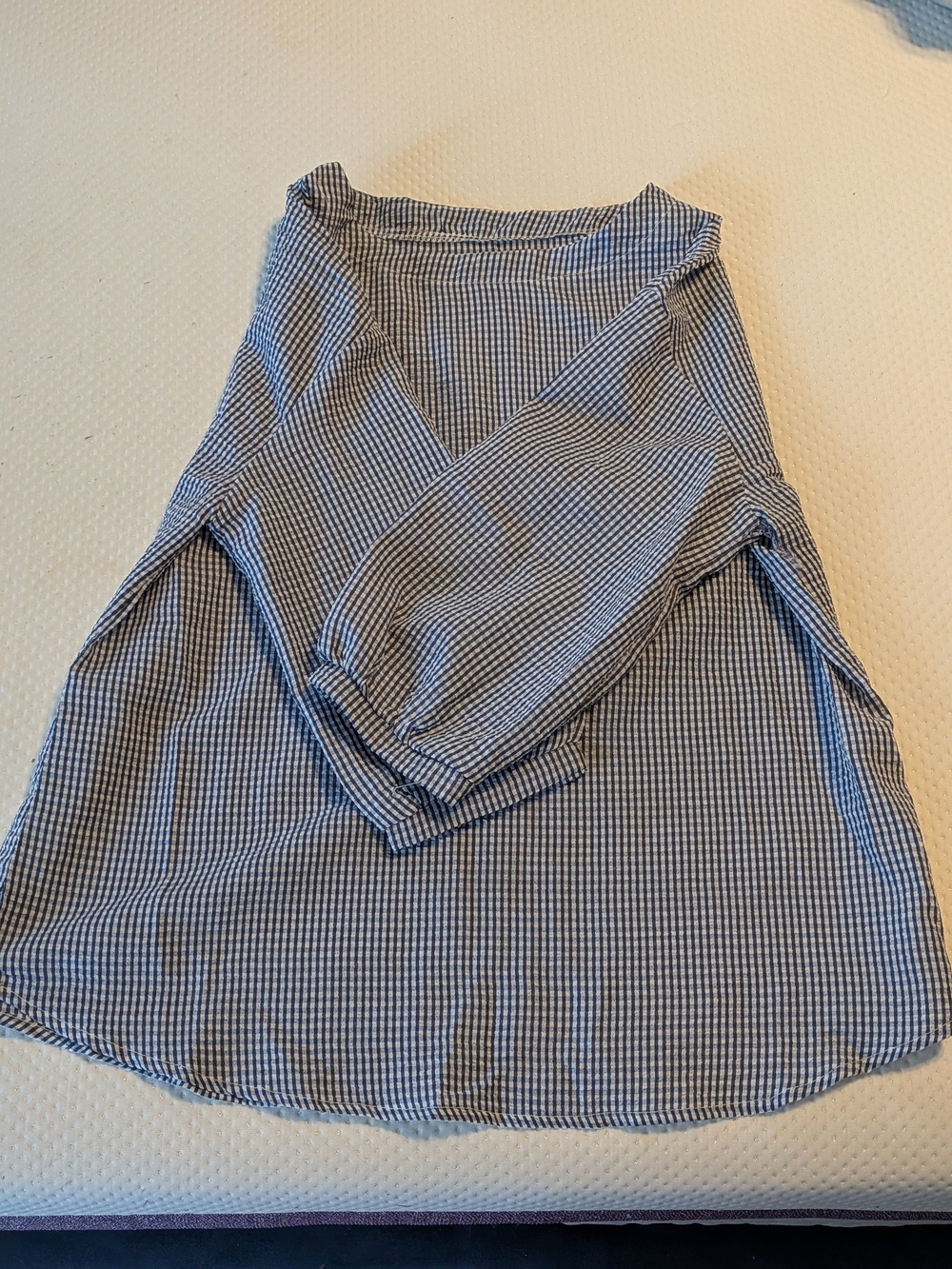 Women’s Navy and White Gingham A-Line Shirt - Maternity
